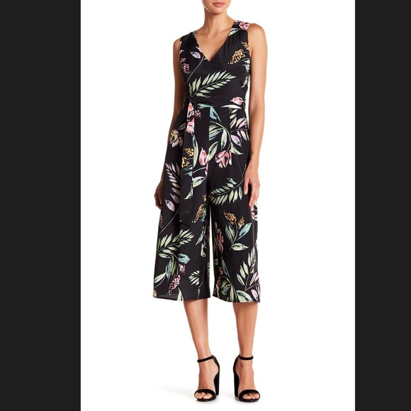 floral detail chiffon jumpsuit vince camuto